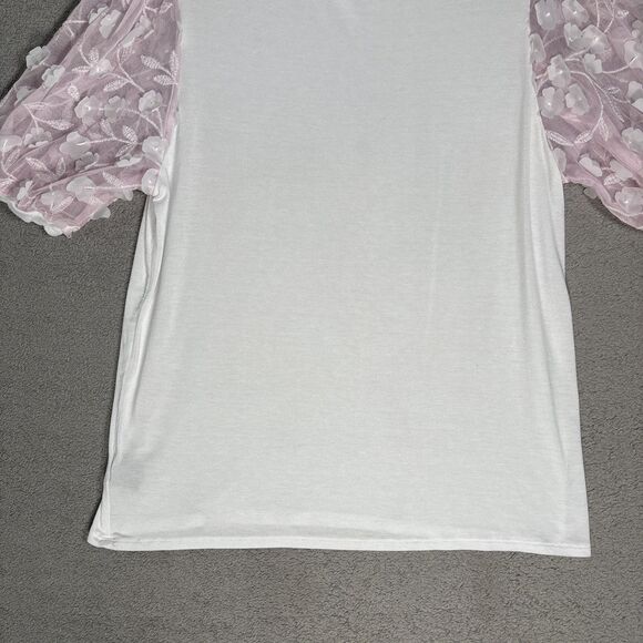 Love and Lace Women’s Size M Parisian Graphic T-Shirt Pink Puff Organza‎ Sleeves - Picture 14 of 14